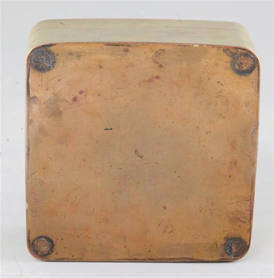 A Chinese inscribed bronze ink box, early 20th century, width 14cm